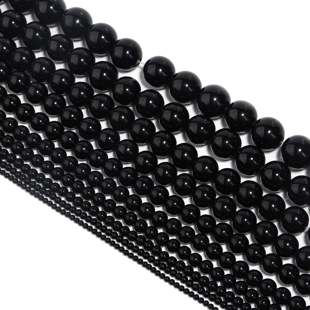 1 Strand 6mm Natural Black Onyx Agate Beads Gemstone Round Loose Beads for Jewelry Making 4/6/8/10/12mm