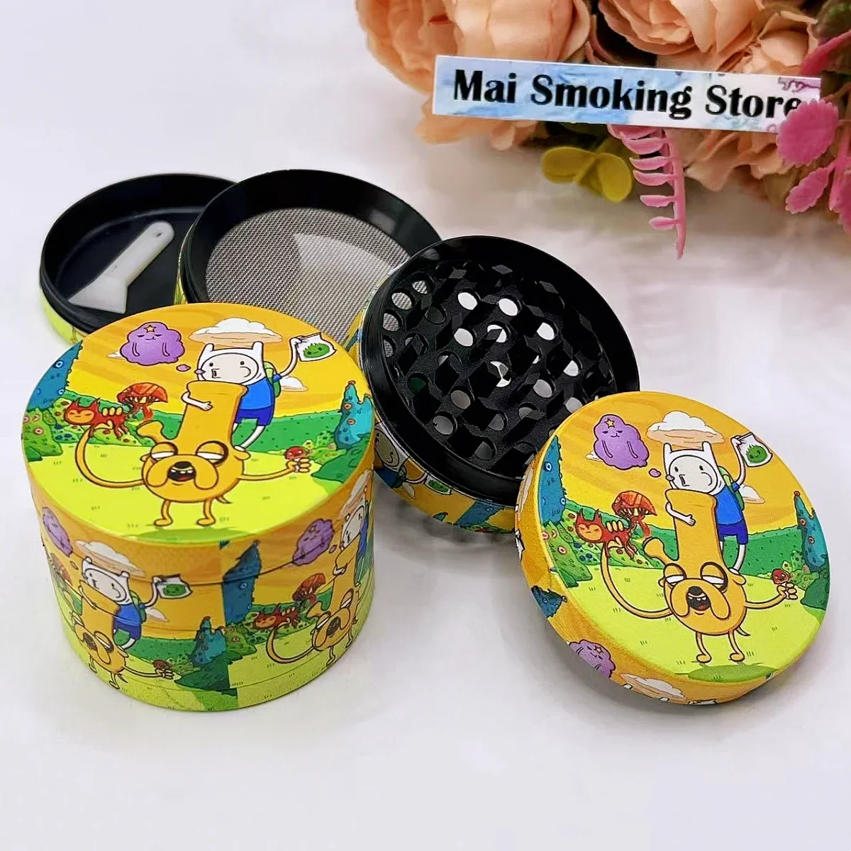 Molinillo de hierbas bonito de 2 pulgadas, molinillo Manual de Metal de 4 capas para especias, mortero, sal, pimienta, hierba cruda, molinillo de tabaco, herramienta para cigarrillos y humo