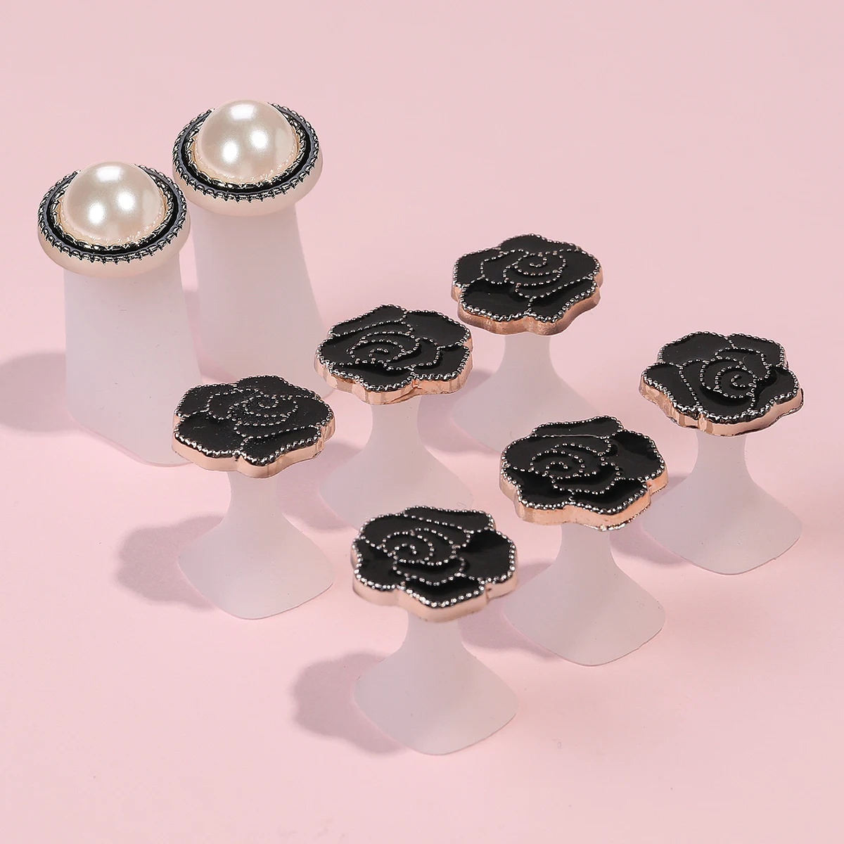 8 pezzi separatore di dita in silicone rosa nera set di strumenti per pedicure morbidi e carini di distanziatori per dita dei piedi per applicare lo smalto e la riparazione delle unghie