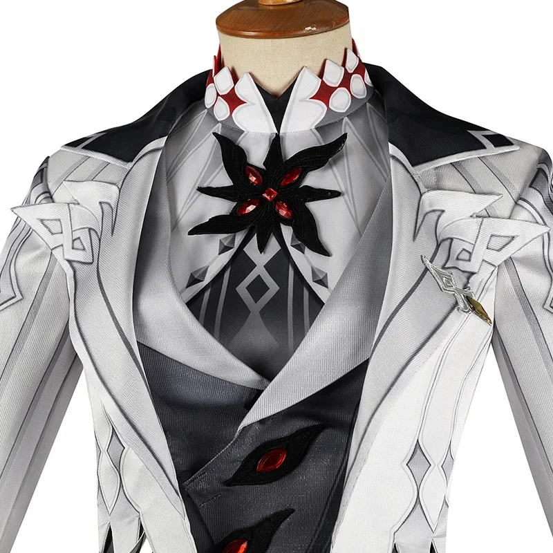 Anime Harlequin Cosplay Genshin Impact  Costume Halloween Carnival Men's Clothing Anime The Knave Black White Wig