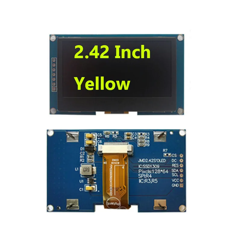 Imagem -05 - Polegada Módulo de Exibição Oled 128*64 Ssd1309 2.42 Pinos Display Lcd Tela 128x64 Iic I2c Branco Amarelo Azul Verde 2.42