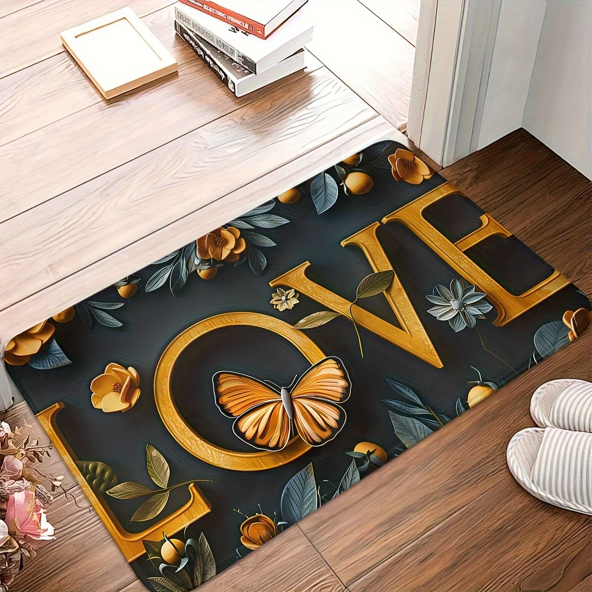 Glam Gold Glitter Cheetah Lip Print Bath Mat  Trendy Sexy Leopard Mouth Design Anti Slip Washable Indoor Bedroom Decor Doormat