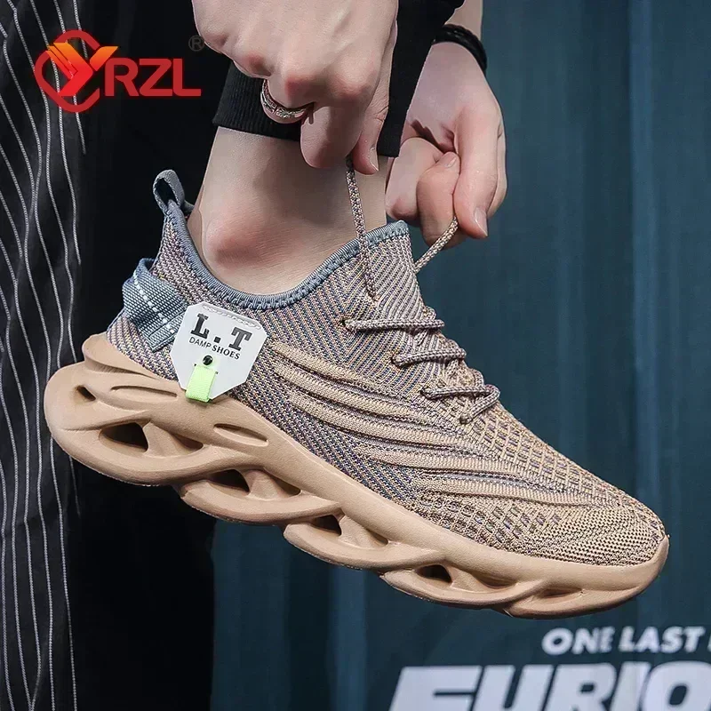 YRZL Running Sneakers Men's Casual Shoes Outdoor Big Size Lightweight Breathable Mesh Increase Comfortable Sports Shoes for Men image 6