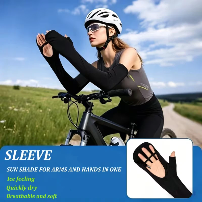 

Integrated sun protection arm sleeves, unisex, suitable for cycling, driving, outdoor activities, fishing, and finger sleeves.
