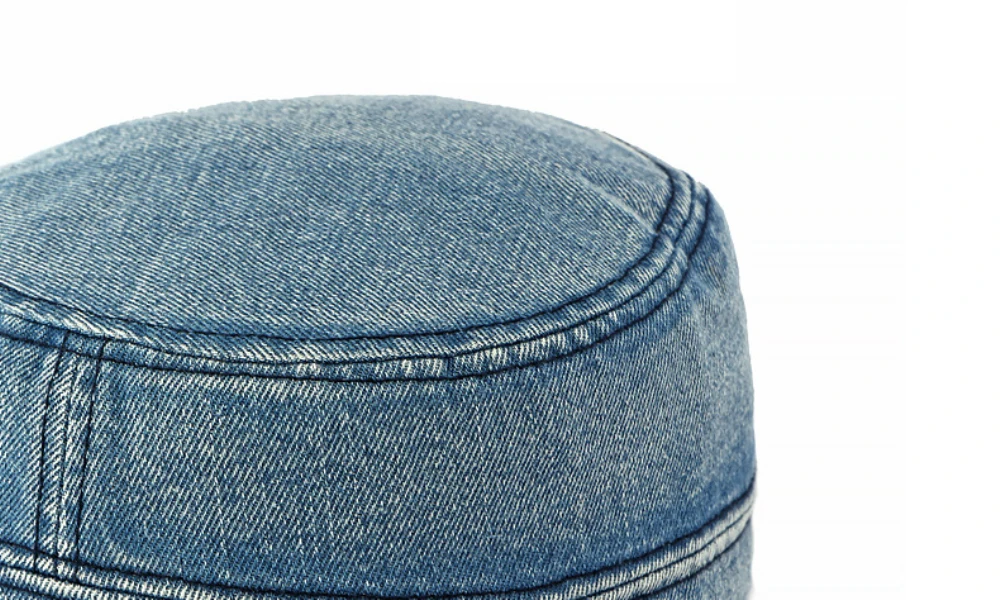 HT5131 Frühling Sommer Herbst Denim Caps für Herren und Damen 100% Baumwolle Flat-Top Baseballkappe 2026 Neue Verstellbare Denim Snapback Kappe – Detail 3