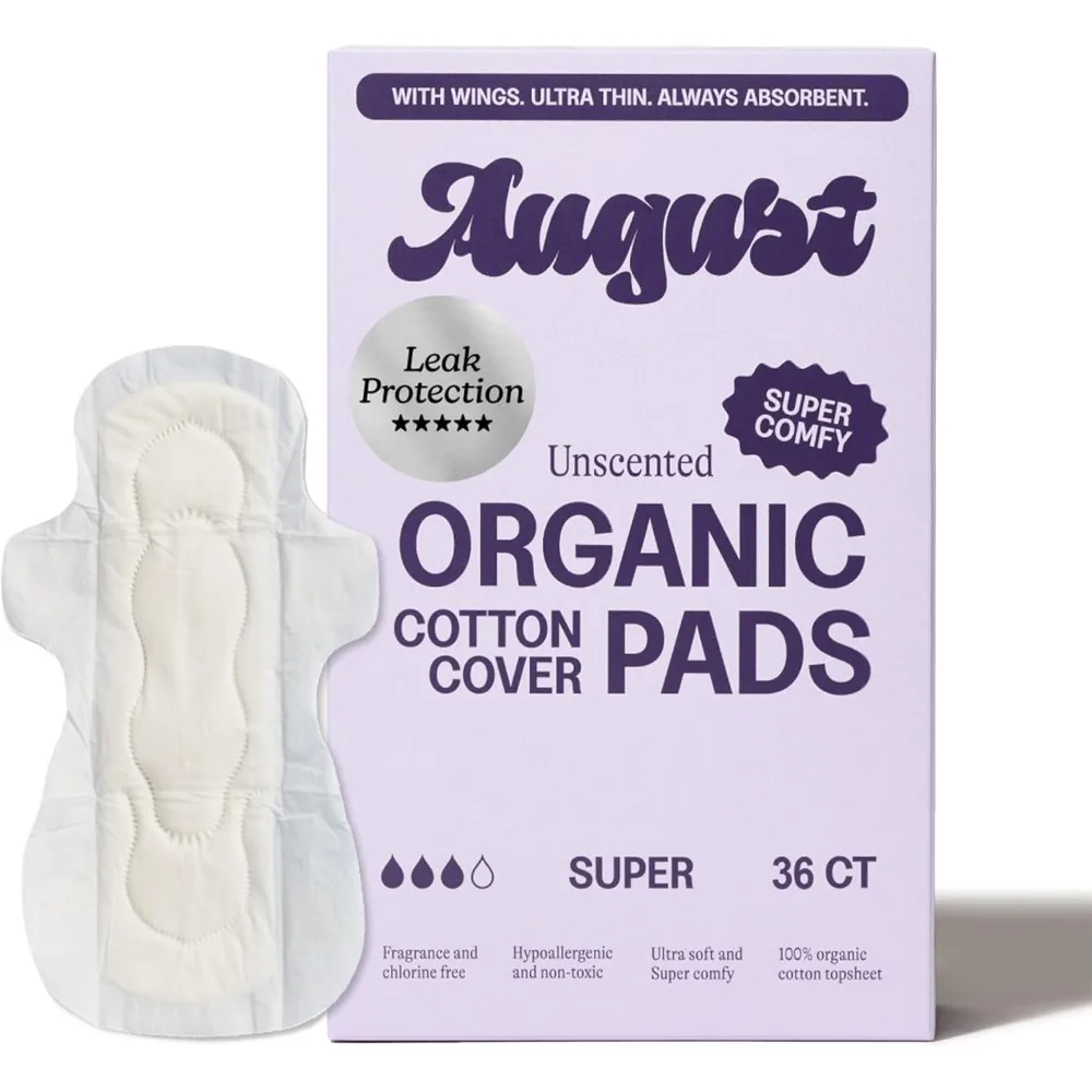 

Ultra Thin Cotton Menstrual Pads with Wings Organic Topsheet Compostable Wrappers Toxin Free 36 Count