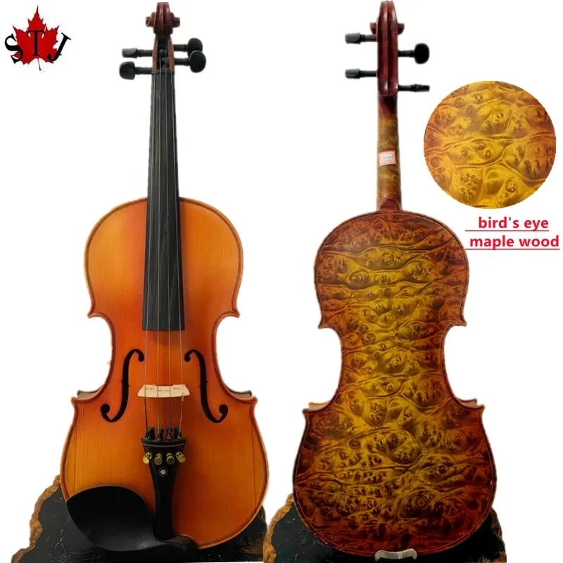 

Strad style SONG master best bird's eye maple wood 4/4 violin,Indonesian grade A ebony,sound clear and melodious #14010