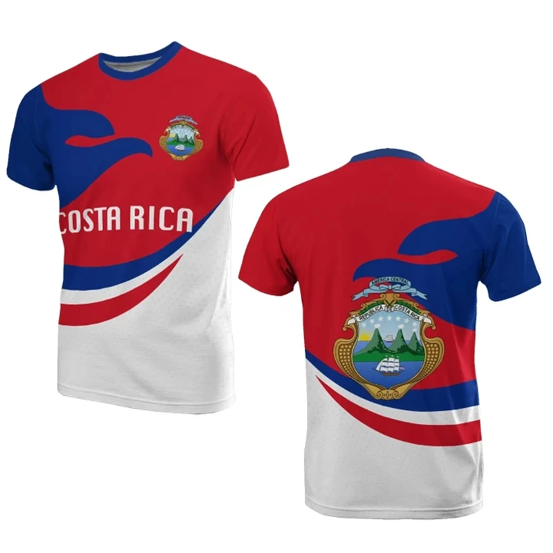 Fashion Costa Rica Flag 3D Printed T-shirt Men Clothing Casual Tops Costa Rican Emblem Graphic Oversized Crew Neck Tee Shirts