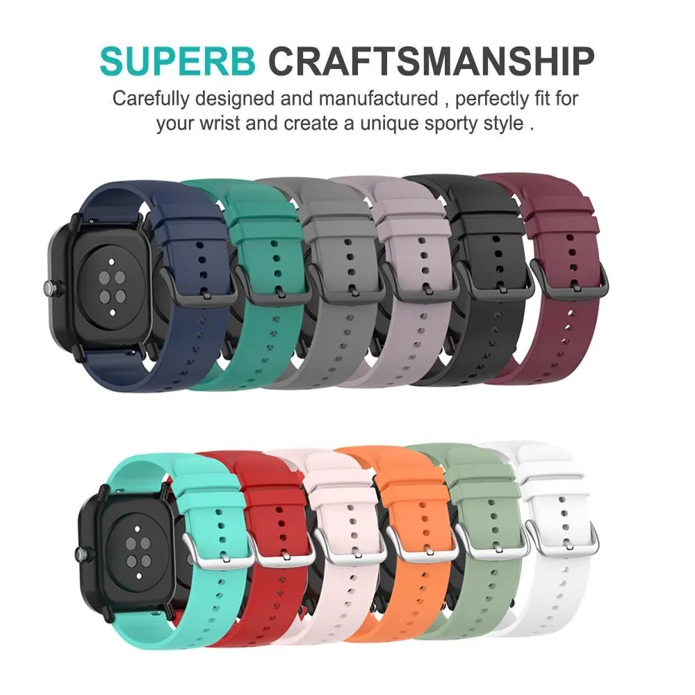 20mm Soft Silicone Watchband Strap For Huami Amazfit GTS 4/2 Mini GTS 3 2e Smart Watch Band for Huami Amazfit Bip 3/Bip U Pro