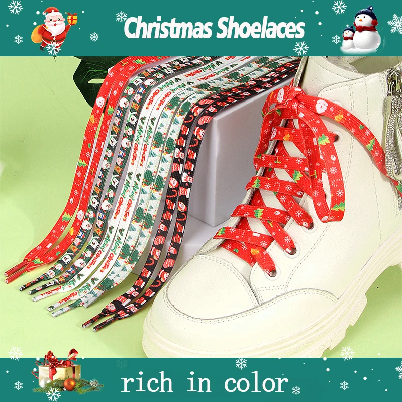 Winter Christmas Themed Printed Flat Shoelaces Christmas Carnival Creative Gifts