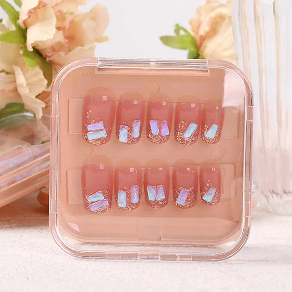 Useful Manicure Organizer Case DIY Nail Art Display Box Fake Nail Storage Case Acrylic  Transparent Lid