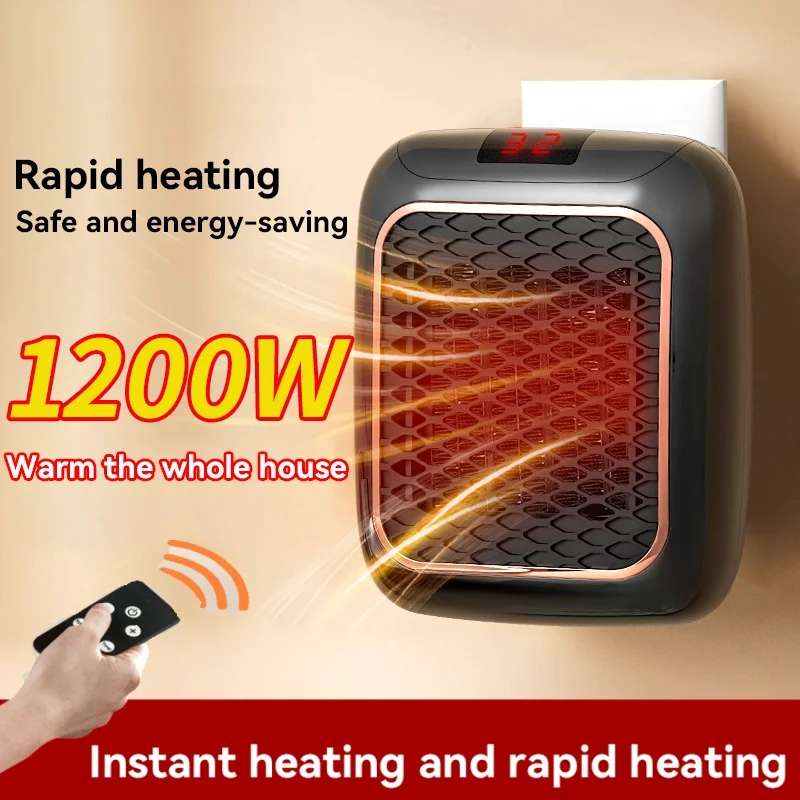 1200W Mini chauffage mural chauffage électrique chauffage rapide PTC céramique salle de bain chauffage avec télécommande pour chambre intérieure