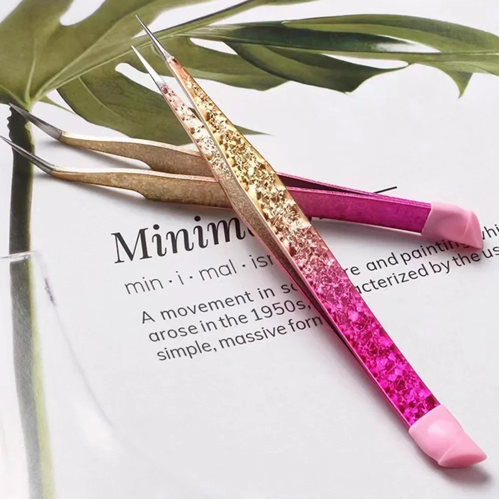 

1Pc Slant & Flat Heads Nail Art Tweezers Dual-ended Silicone Head Pressing Stick & Drills Stickers Pickers Manicure Tools