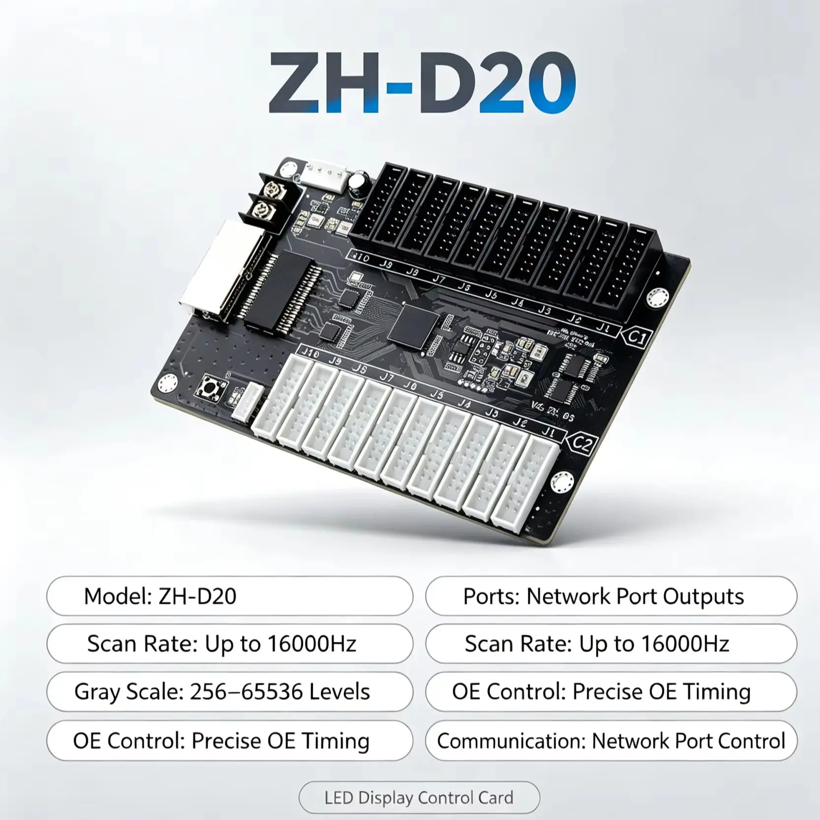 ZHD20 ZHD24 LED Dual Card Receiving Card 40 And 48 Groups RGB 16000Hz 256 To 65536 Gray Static To 128 Scan PWM