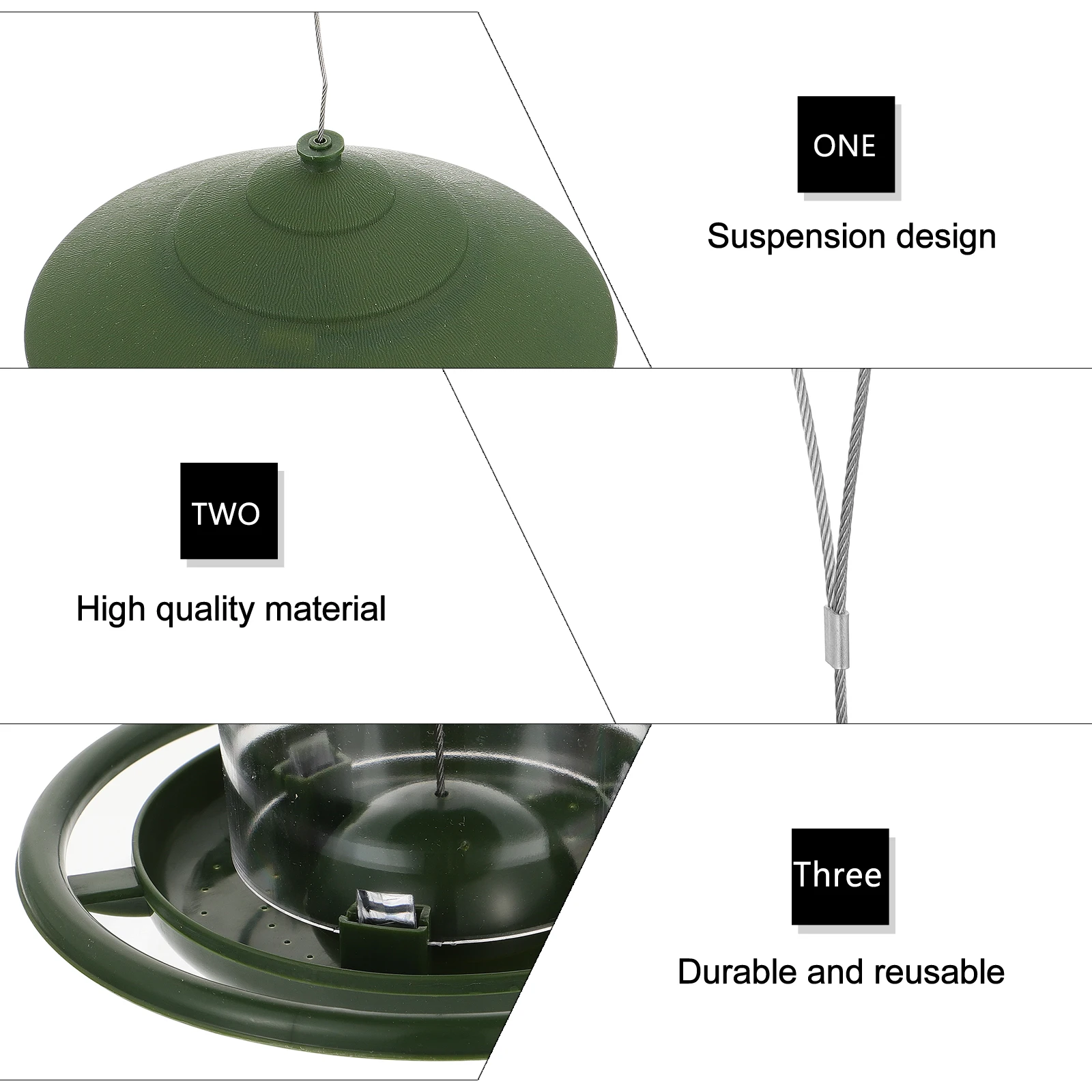 

1pc Outdoor Bird Feeder Small Hanging Food Dispenser Green Durable Plastic Compact Size Easy Install Backyard Pet Supplies