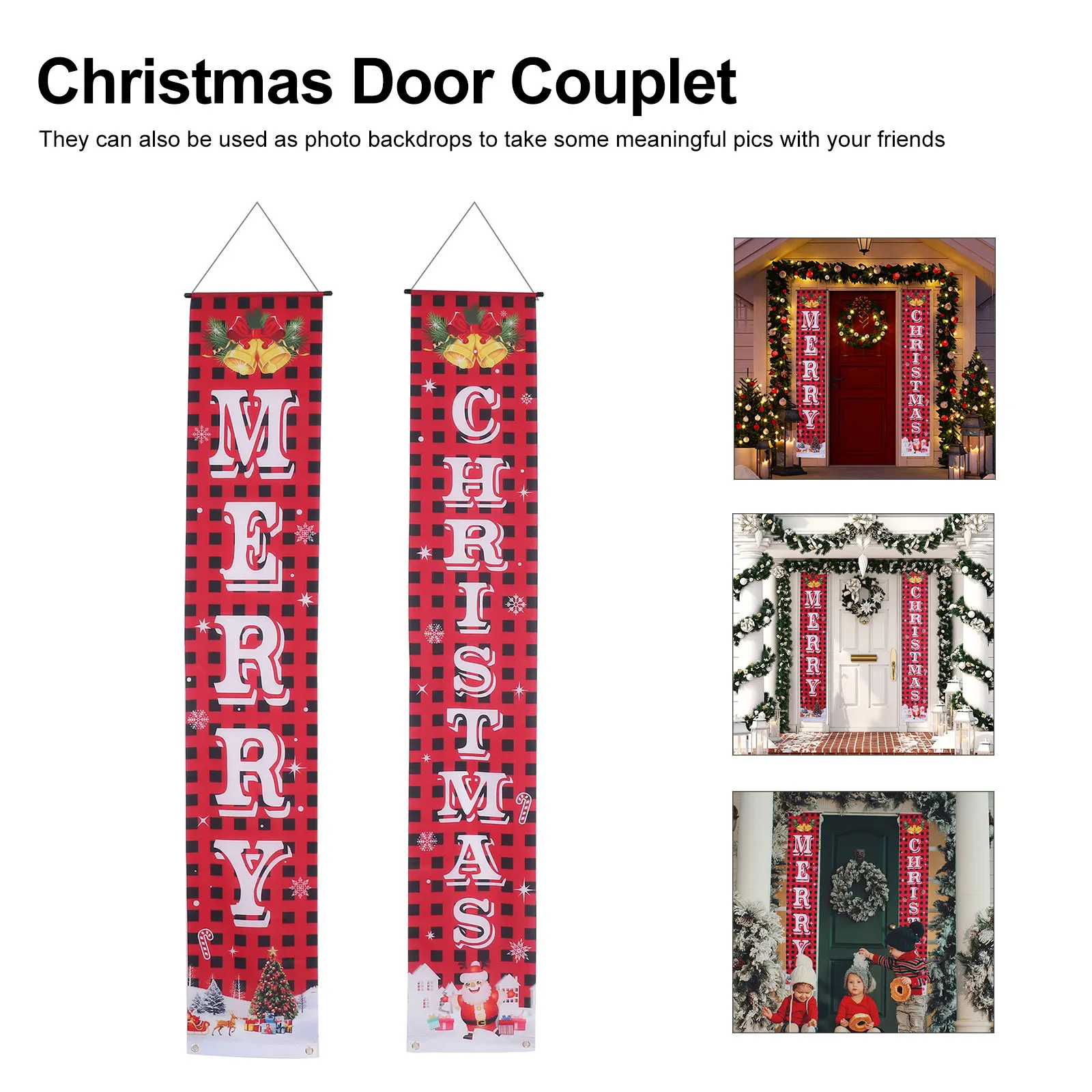 

Christmas Holiday Decoration Decorations Door Banner Decorative Couplet Hanging Polyester Happy Banners Festive Curtain