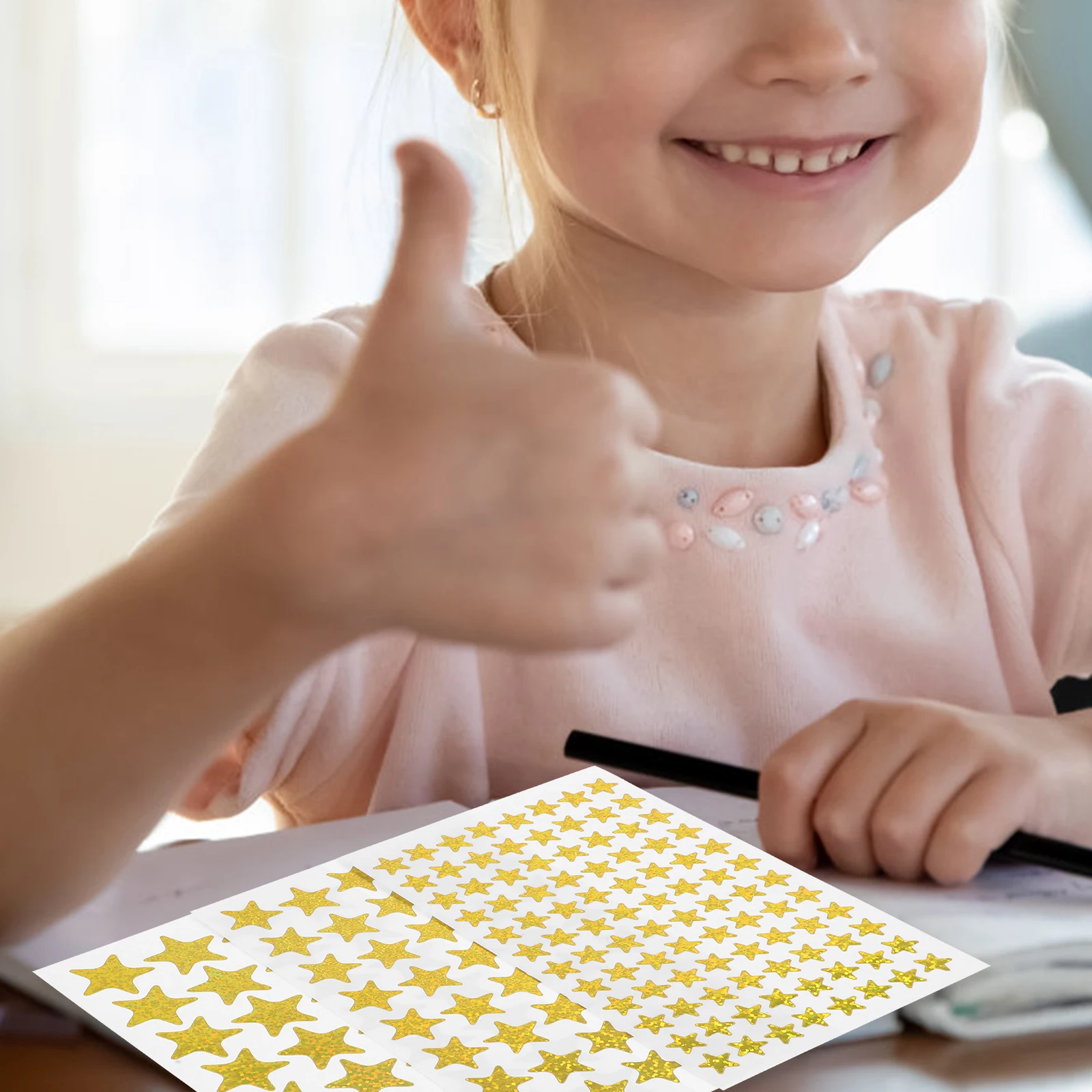 30 Sheets Gold Pentagram Reward Stickers Removable Pentagram Prints for Teachers Classroom Motivation Incentive Stickers
