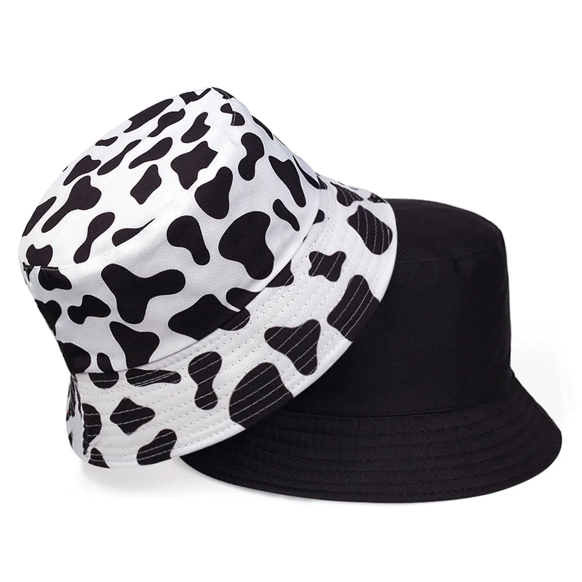 

2025 Bucket Hat Dairy Cow Print Double-sided Casual Baseball Hats Dairy Cow Cap Neutral New Sports Caps