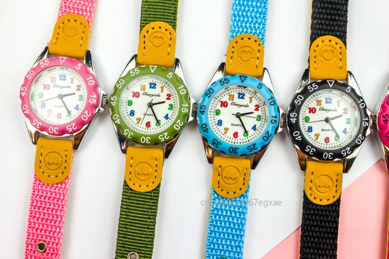 Kinderen kinderhorloges Casual mode Leuke studenten kijken naar het leven Waterdicht PU lederen band quartz polshorloge voor meisjesjongen