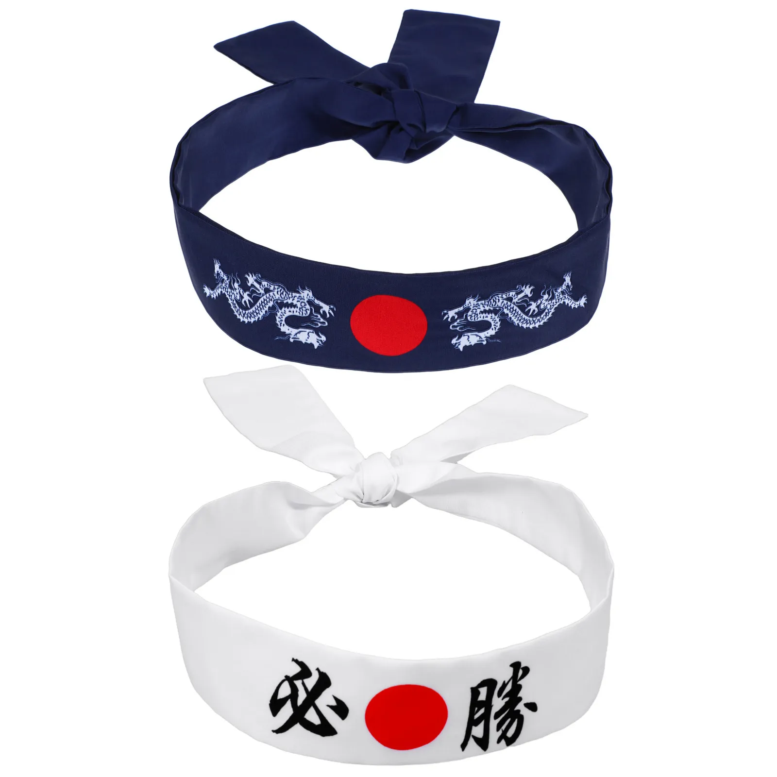 2Pcs Bushido Japanese Headband Cotton Tie Headbands Breathable Comfortable for Exercise Workout Sports Cooking Fitness
