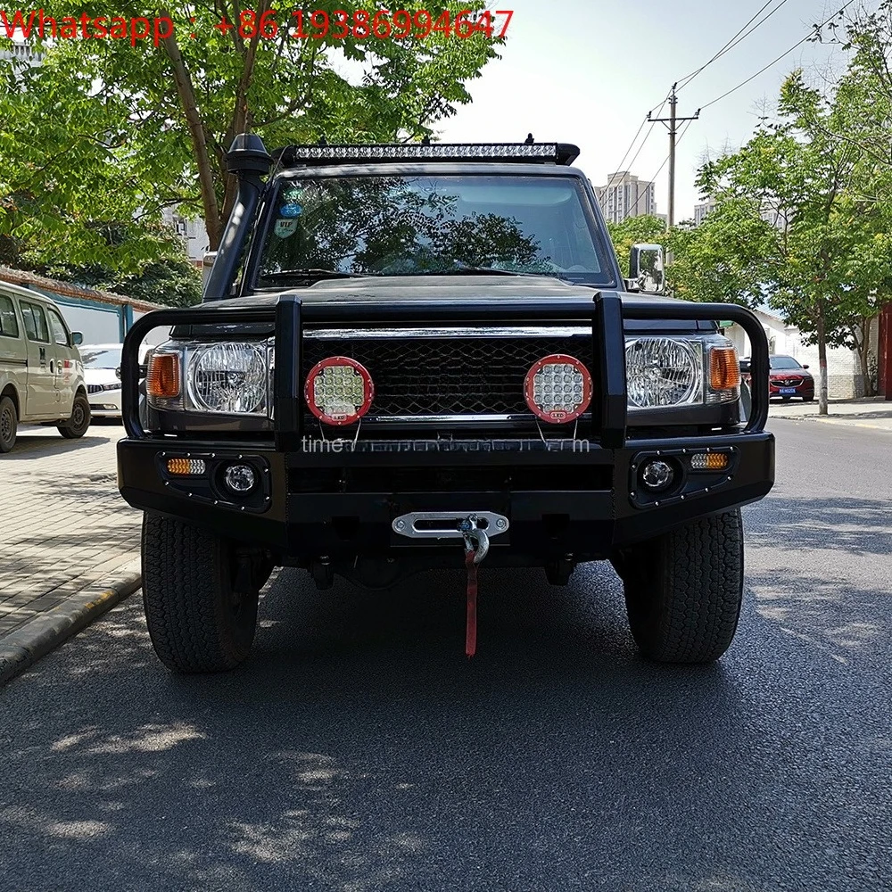For ECOCALO ECO 4WD Overland SUV Steel Anti-Collision Rear Bumper Winch Side Stepper Roof Rack for Land Cruiser LC76 Matte