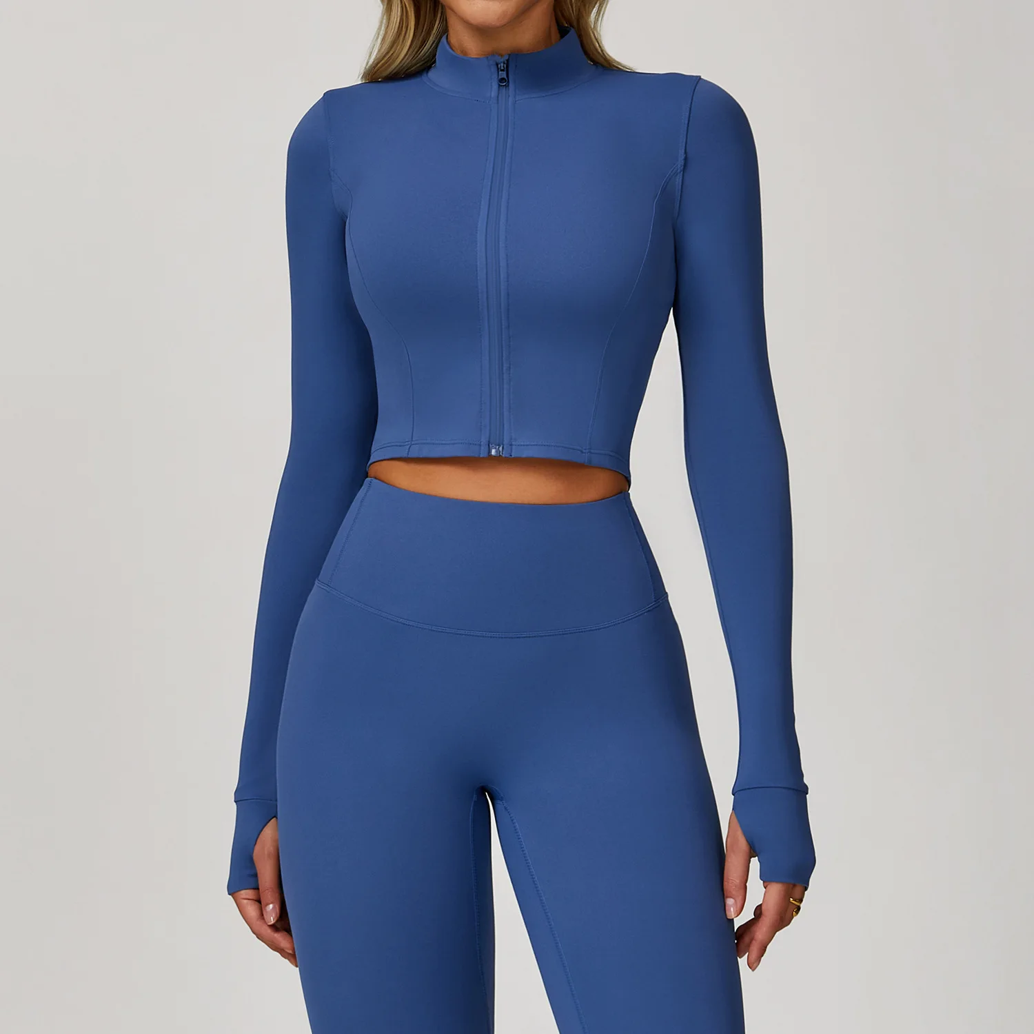 Women's Long Sleeve Top Zipper Jacket Yoga Shirts Running T-Shirt Workout Fitness Gym Sports Top Training Crop Top Clothes