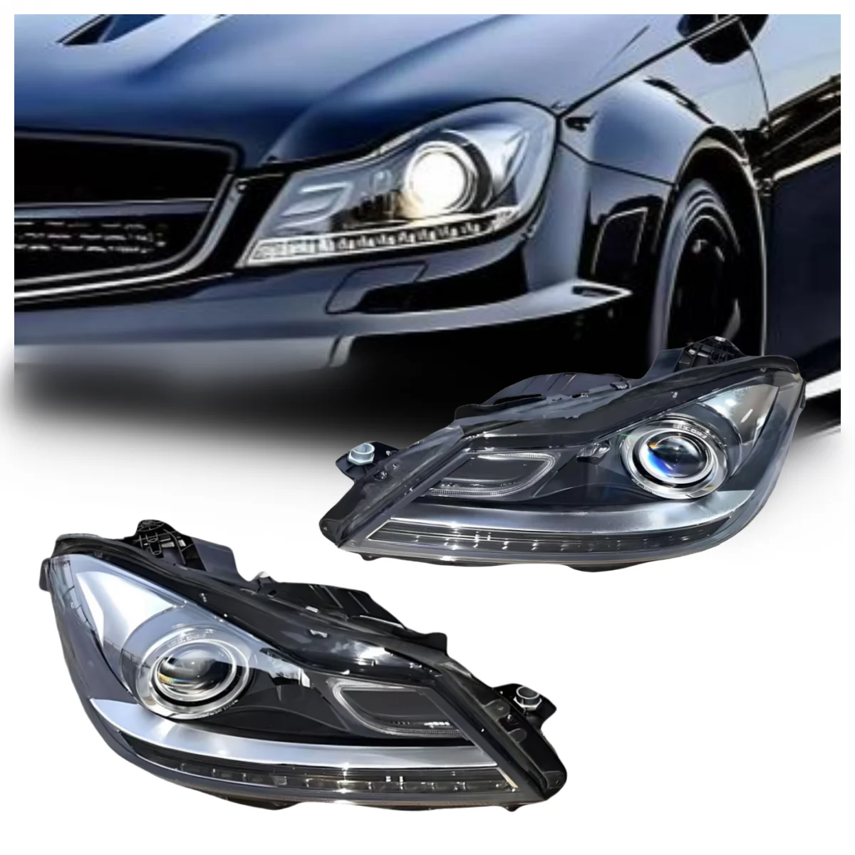 

Светодиодная фара в сборе для Mercedes-Benz C-класса W204 (C200/C300), 6000K, совместима с старыми и новыми моделями