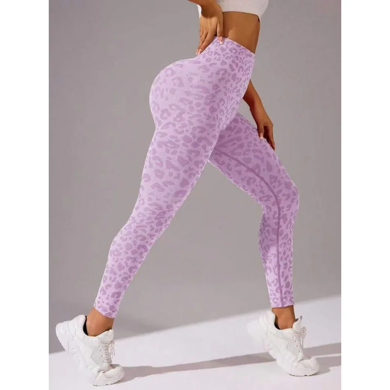 جديد سلس عالية الخصر ضيقة الورك رفع ليوبارد طباعة اليوغا السراويل سريعة الجافة التدريب اللياقة البدنية ملابس رياضية في الهواء الطلق النساء