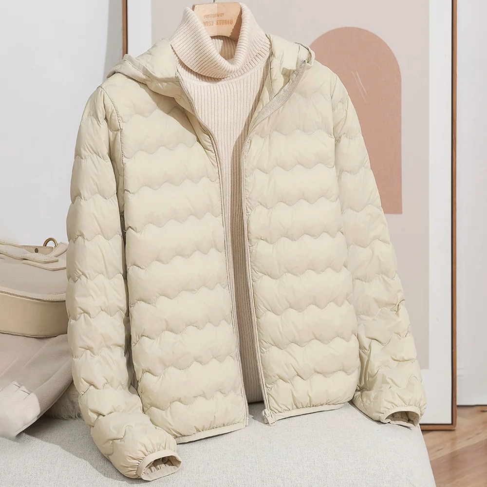 Piumini da donna leggeri Autunno Inverno Piumini oversize casual larghi a maniche lunghe con cappuccio all'interno esterno Capispalla caldo