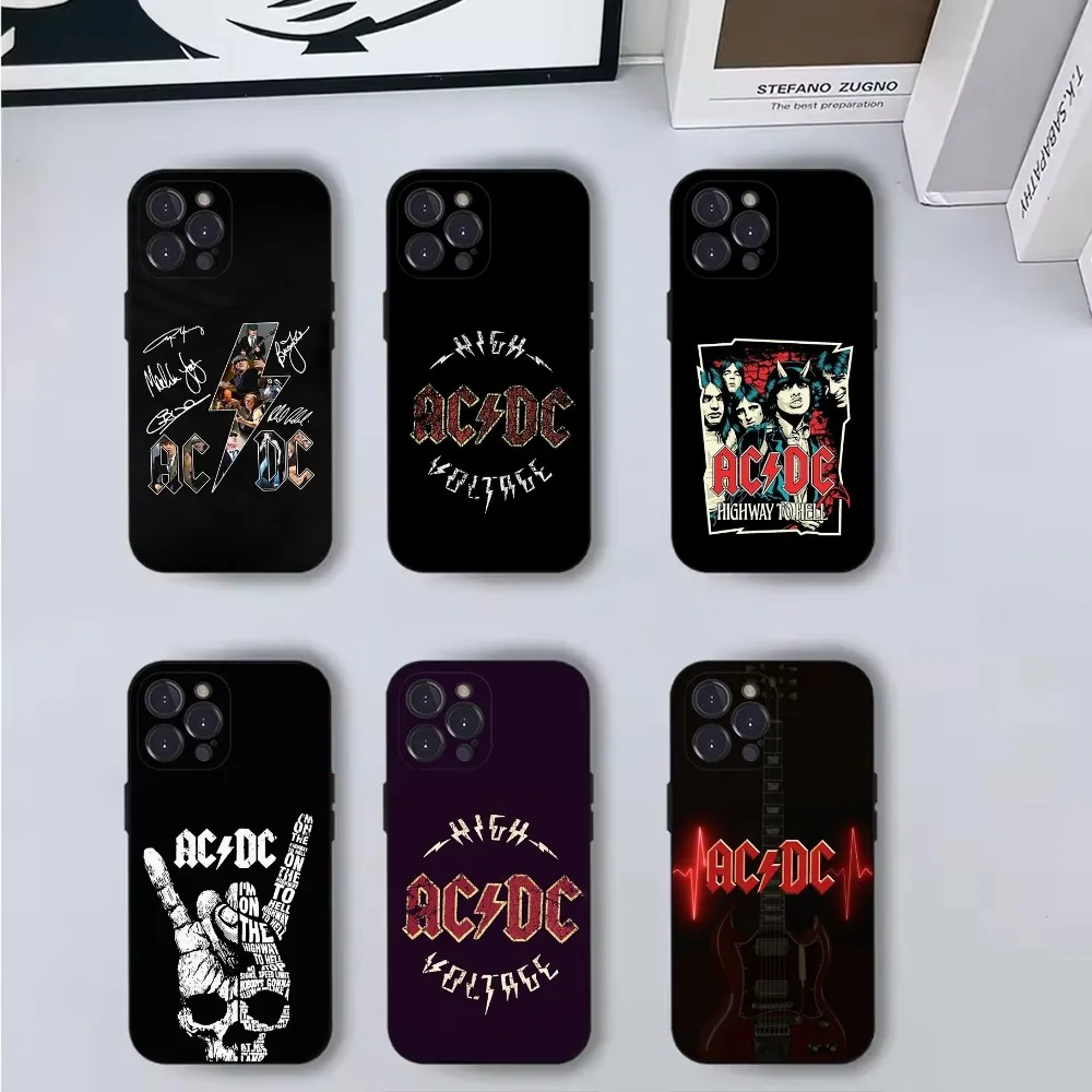 

A-AC ROCK DC Phone Case Phone Case For iPhone 16,15,14,13,12,11,Pro,X,XS,Max,XR,Plus,Mini Soft Black Cover