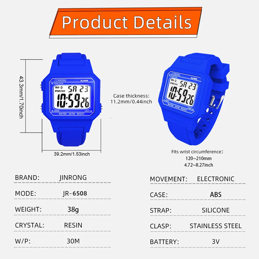 Men's and Women's Sports Digital Watch, 3ATM Waterproof, Alarm Clock,Electronic Drive Mode Multifunctional Outdoor Watch