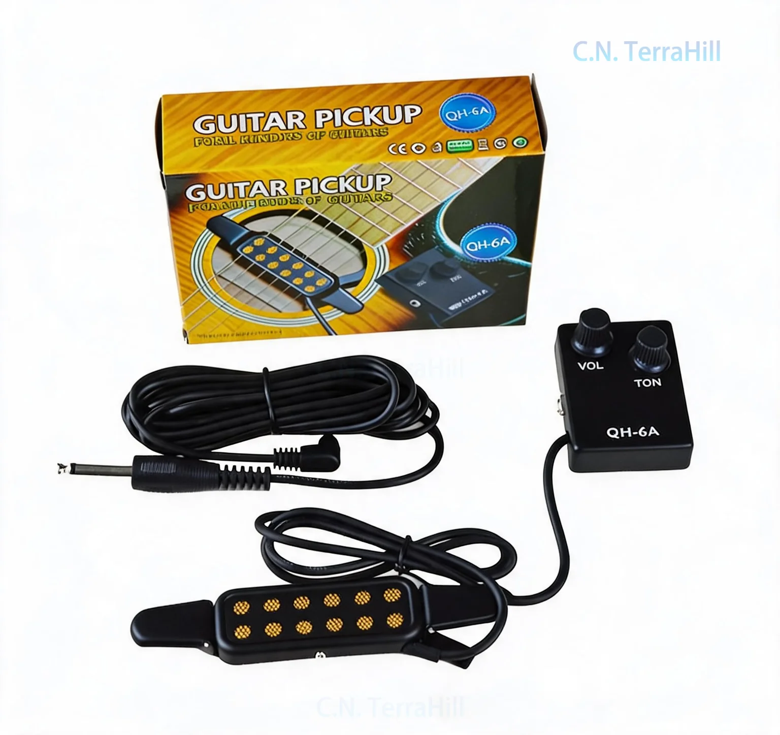 Guitar Pickup QH-6A Gold No-Drill Electric Guitar Amplifier Accessory Universal