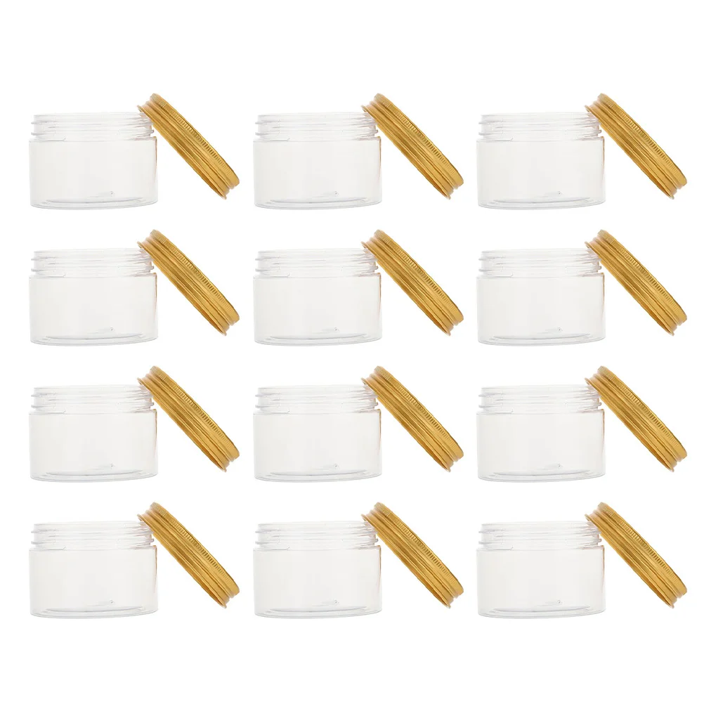 

12 Sets PET Travel Face Cream Lids Refillable Empty Containers Lightweight Portable Mini Size Leak Proof Storage Bottle