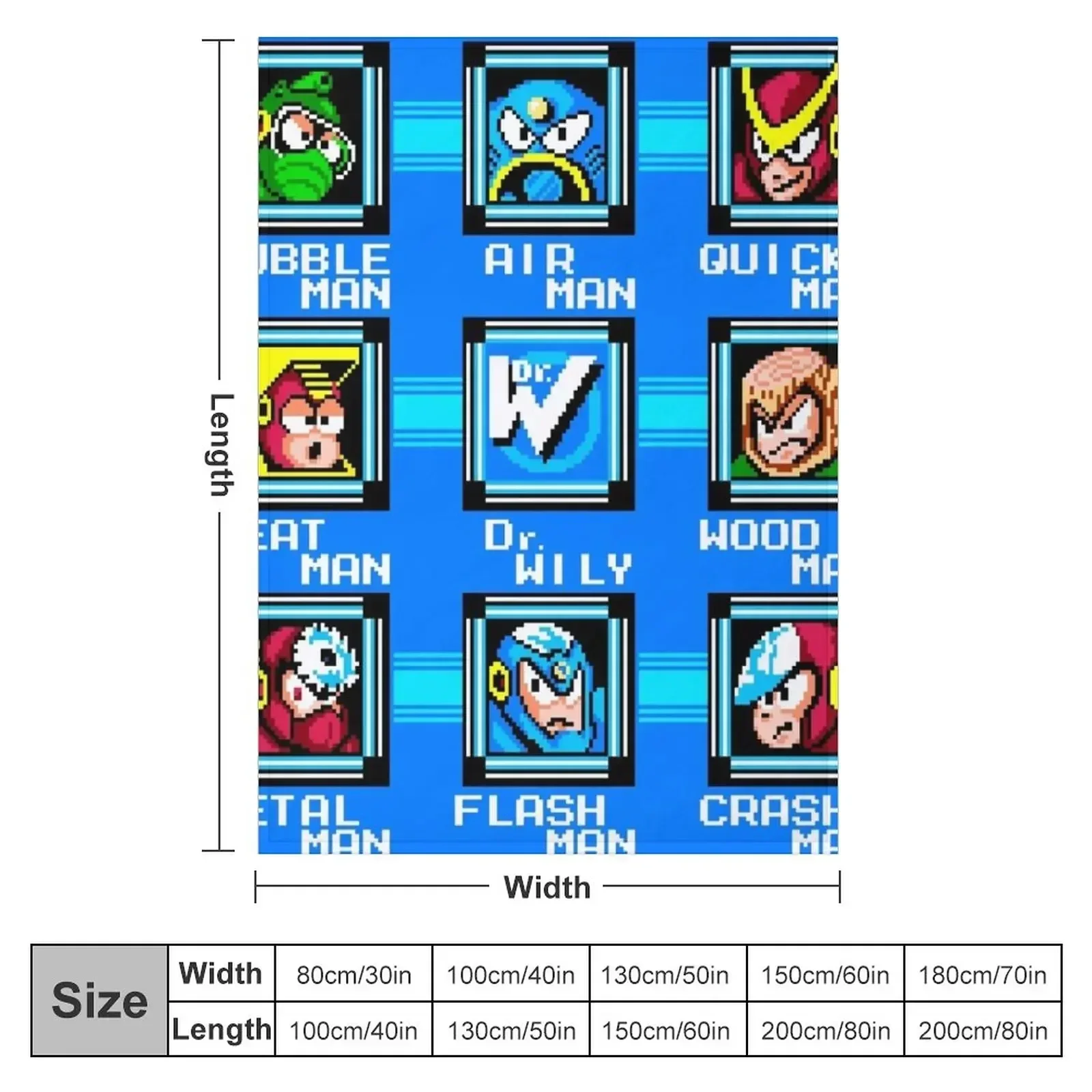 Megaman 2 Level Screen Throw Blanket Giant Sofa Winter beds Furrys Blankets