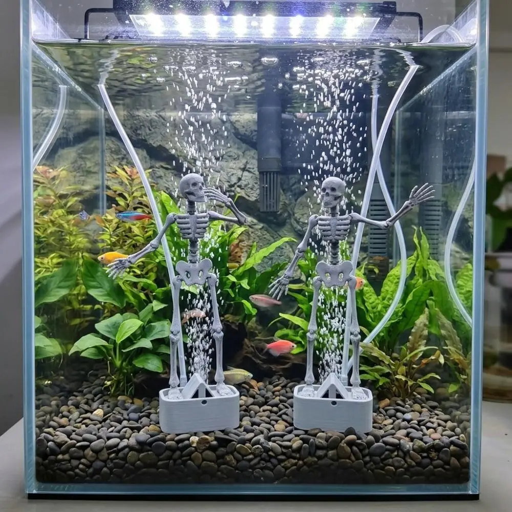 Air Pump Driven Dancing Skeleton Aquarium Bubbler Dancing Underwater Realistic Dynamic Skeleton Bubbler 3D Printed Plastic