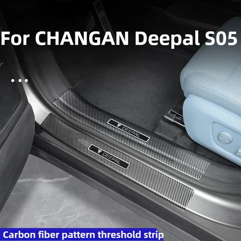 

For CHANGAN Deepal S05 Accessories 2026/2025 Carbon Fiber Pattern Door Sill Plate Waterproof Premium ABS Anti-Scratch 2022-2024
