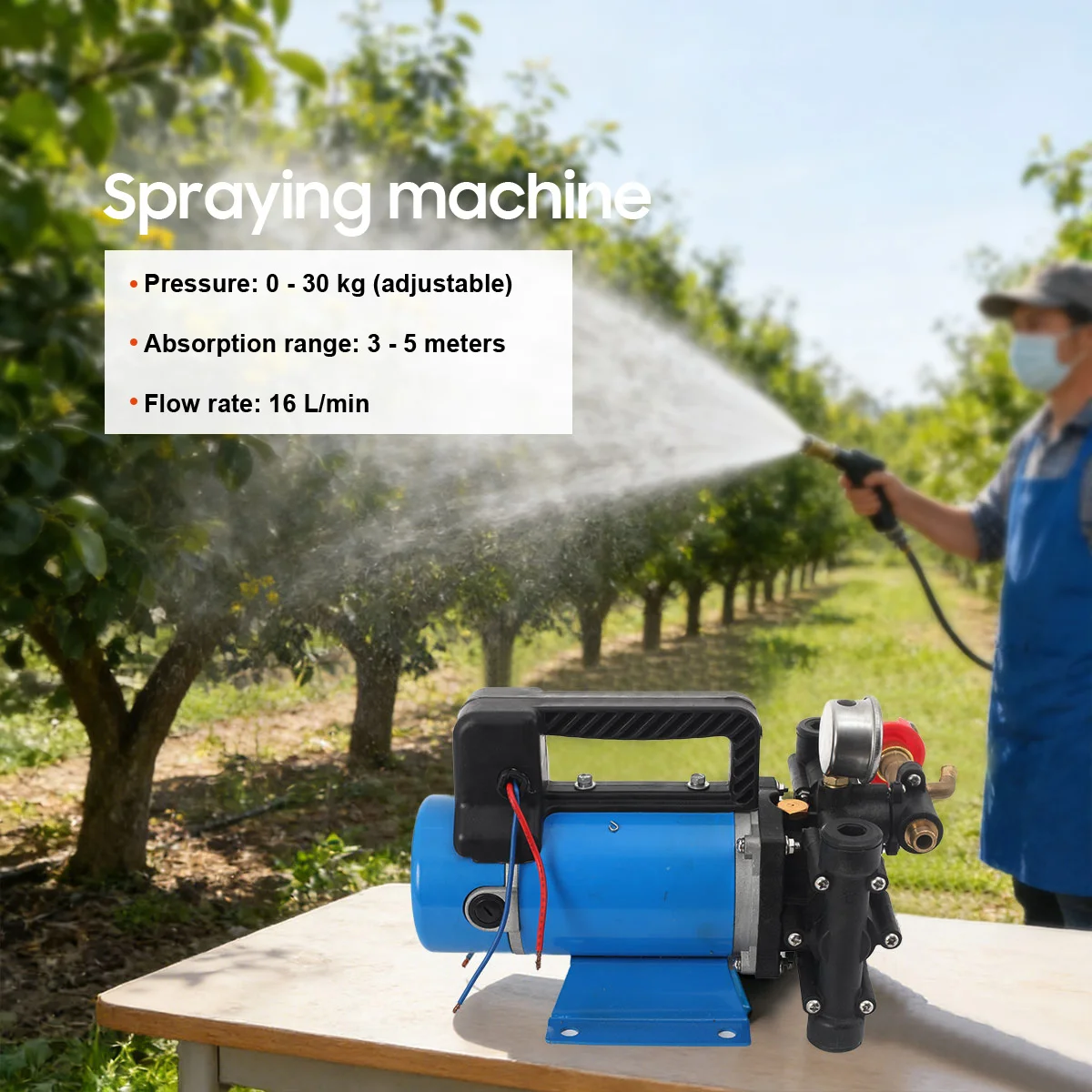 Landwirtschaftliche elektrische Hochdruckpumpe, 24 V, 16 l/min, Doppelzylinder-Kolbenpumpe, Sprühen, Bewässerung, Autowaschanlage, Pestizidsprüher – Detail 3