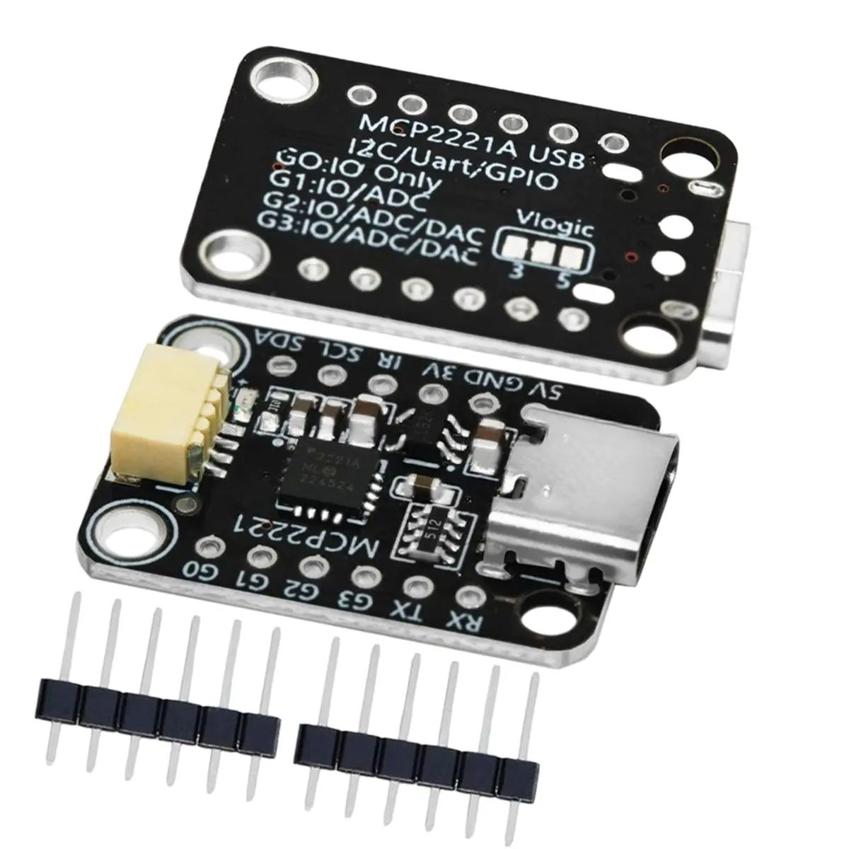 2PCS MCP2221A USB to GPIO ADC/ Adapter Module TYPE-C Signal Processing Board for OLED Display Sensor PWM Driver