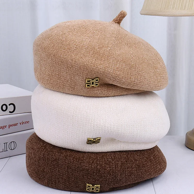 Winter berets caps for women soft and comfortable knitted warm painter\'s hats vintage pumpkin hat lolita hat  boinas para mujer