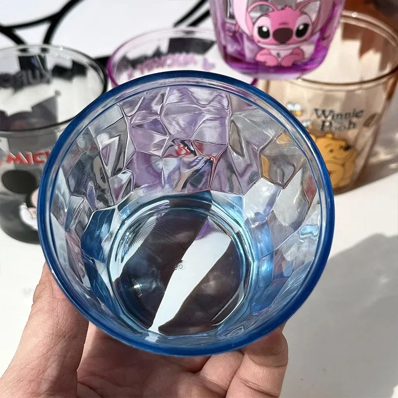 310ml lilo & ponto copo de enxaguatório bucal infantil disney anime mickey mouse winnie the pooh copo de água engrossado anti gota copos de cristal