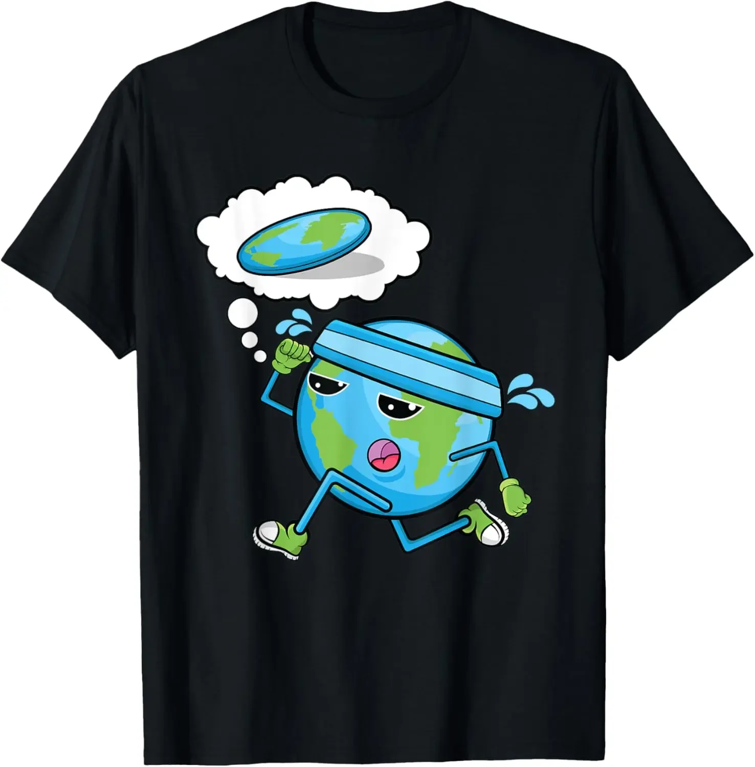 

Running Earth Flat Earther Conspiracy Theory Funny Graphic Tee Casual T-Shirt Unisex