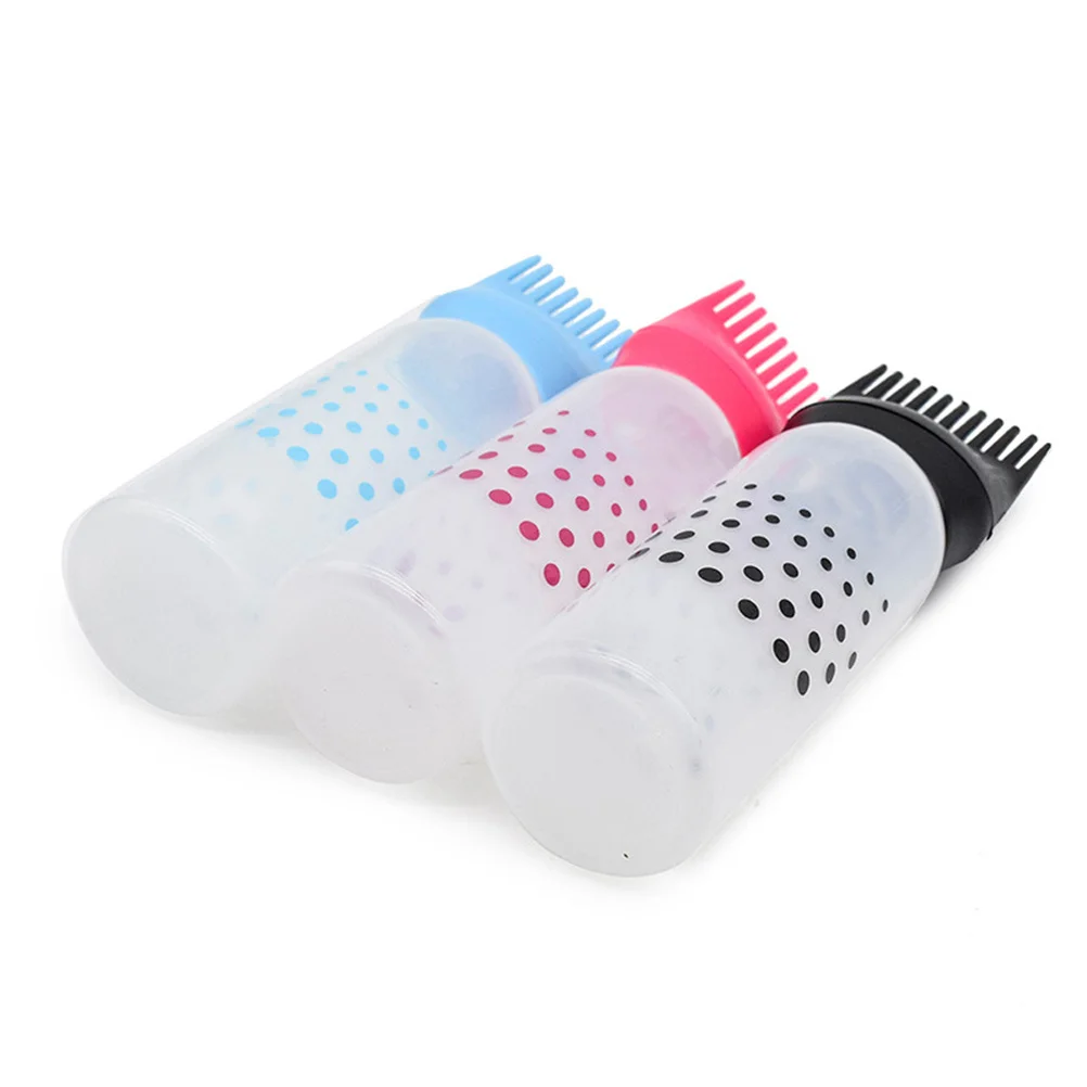

3Pcs Hair Dye Bottles Refillable Salon Hair Coloring Containers Durable Shampoo Bottles Comb Design for Hairdressing Barbershop