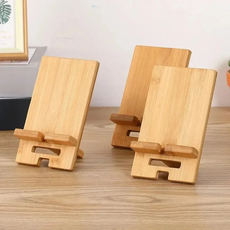 Support de téléphone de bureau en bambou, support de chargement pratique pour smartphone en bois, protection de l'environnement, créatif, multifonctionnel