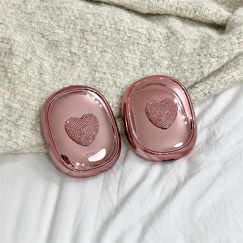 Luxury Unique Fashion Cute Diamond Heart Headphone Earphone Case Cover Protector For Apple Airpods Max