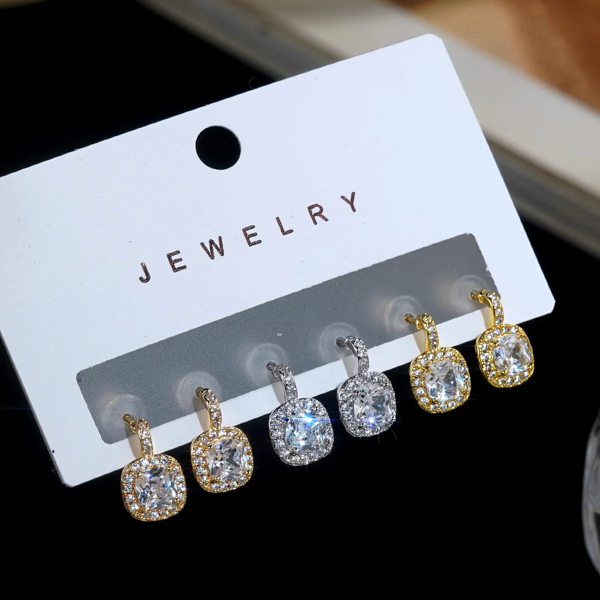3 Pairs Wedding Trend Eternity Earrings for Women Full Bling Cubic Zirconia Simple Elegant Lady's Accessories Classic Jewelry