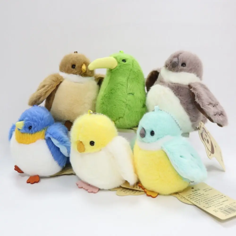 PP algodão dos desenhos animados pássaros brinquedos de pelúcia coleção confortável elfo pássaro bonecas chaveiro pendurado dos desenhos animados animais pássaros saco pingente