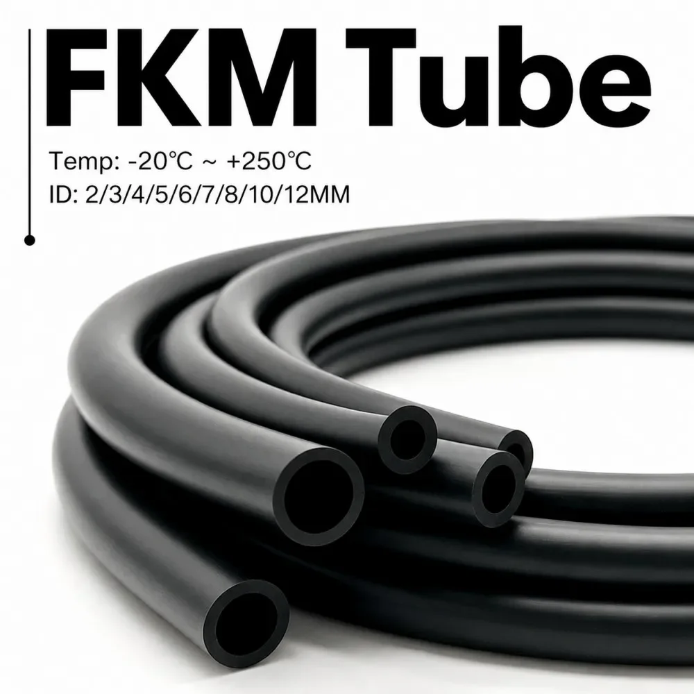High Temp Black FKM Tube  ID2 3 5 6 7 8 10 12 14 16mm Fluorine Rubber Hose Oil Corrosion Resistant Anti-Aging Fuel Delivery Tube