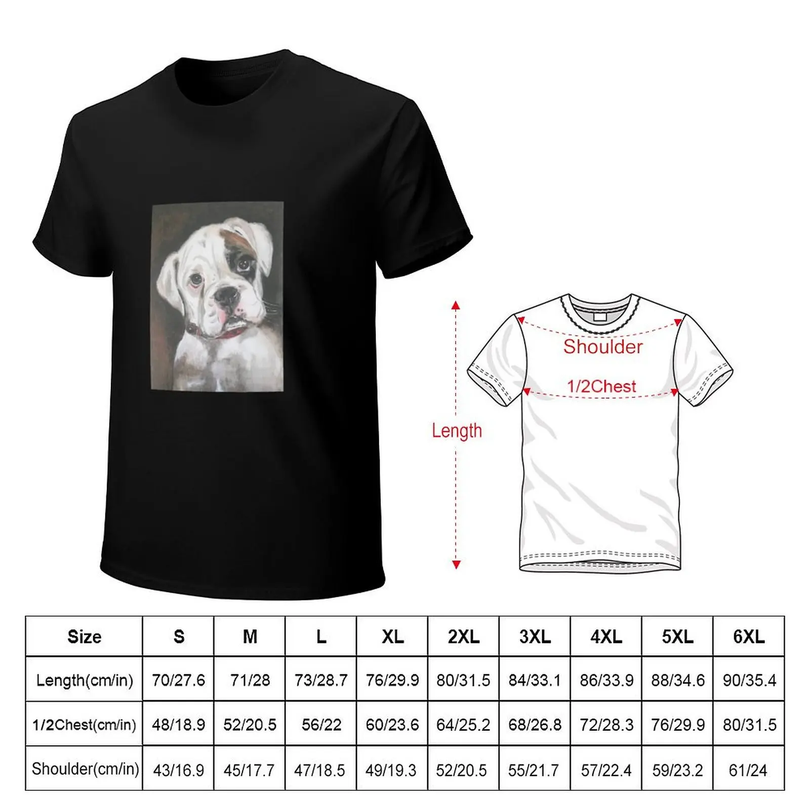 White Boxer dog head study T-Shirt baggy shirts rapper graphic tees men clothes