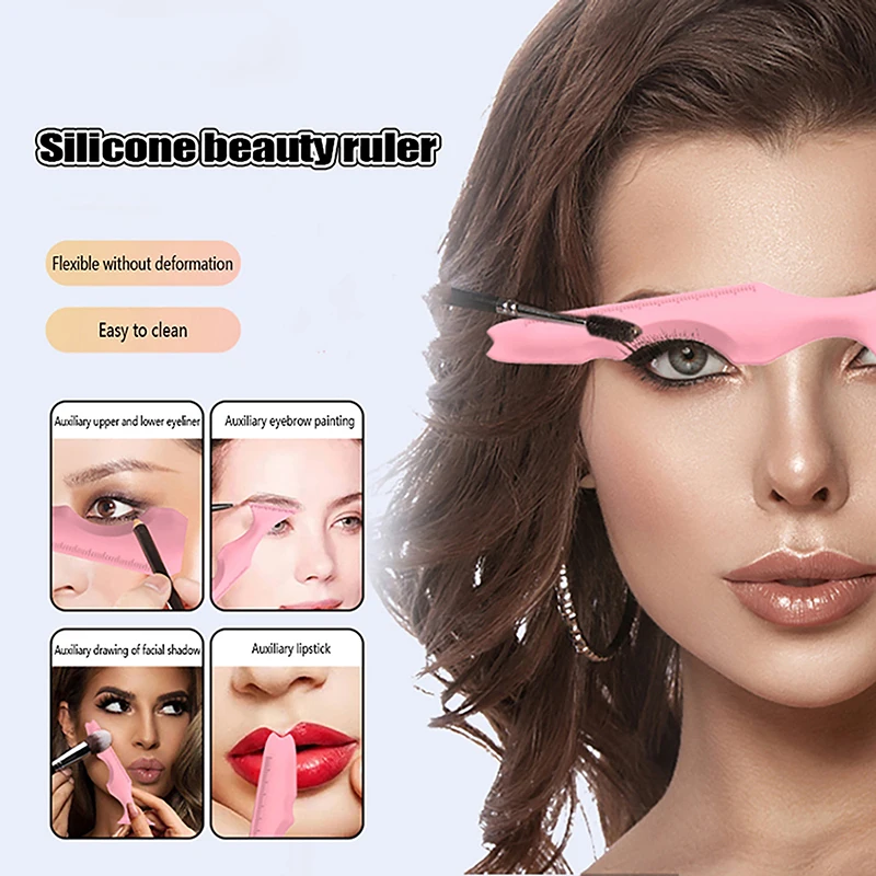 Resusable Silicone Eyeliner Ruler Eye Mouth Multi-Functional Auxiliary Eyeliner Makeup Tools Lip Line Arc With Scale Beginner