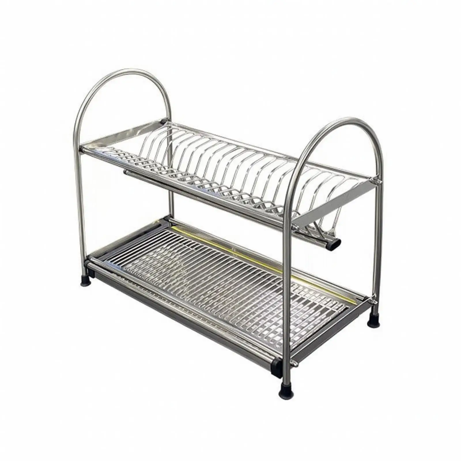Freestanding Kitchen Drain Rack for Dishes with Arched Frame and Quick Ventilation Slatted Design
